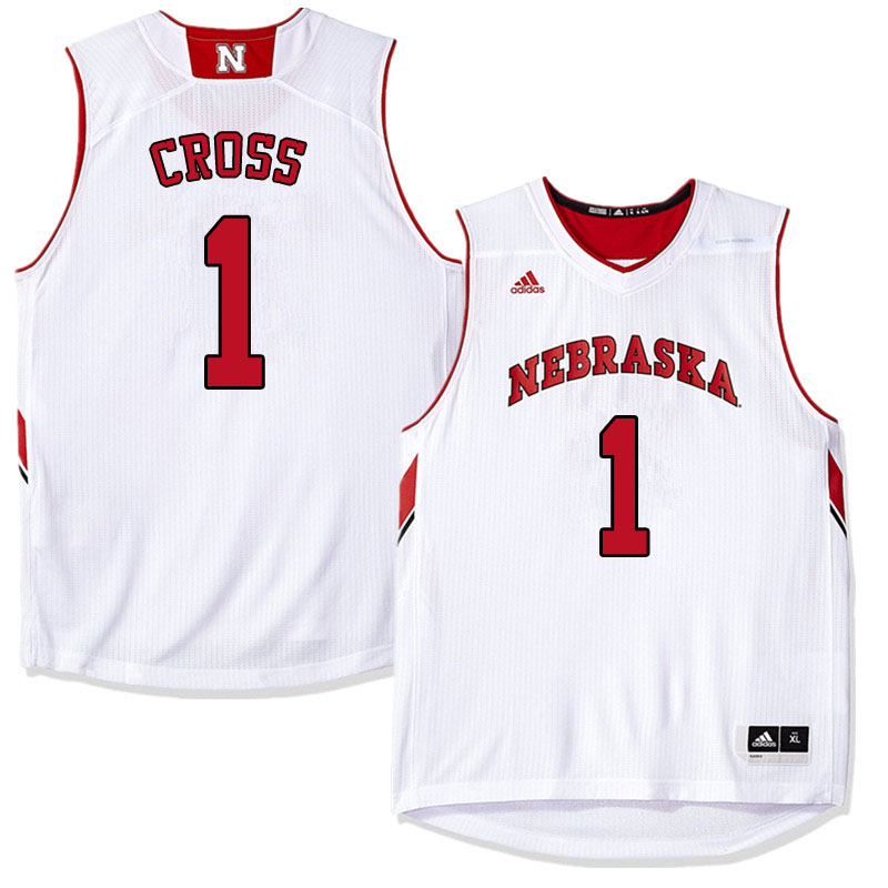 Men #1 Kevin Cross Nebraska Cornhuskers College Basketball Jerseys Sale-White